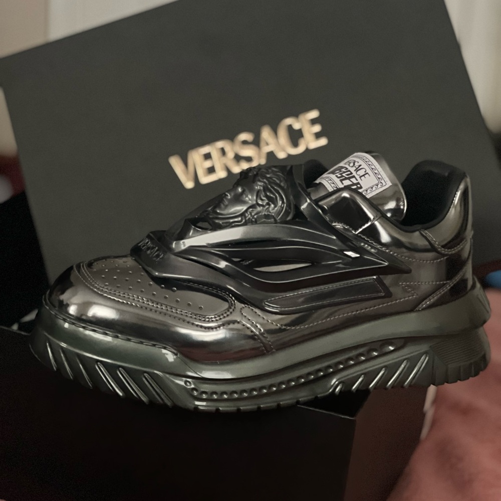 VERSACE
Gunmetal Odissea Sneakers